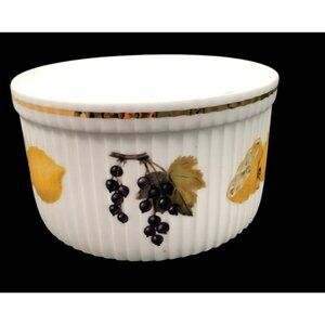 Royal Worcester Evesham Gold Souffle Baking Casserole Dish With Lemons & Berries